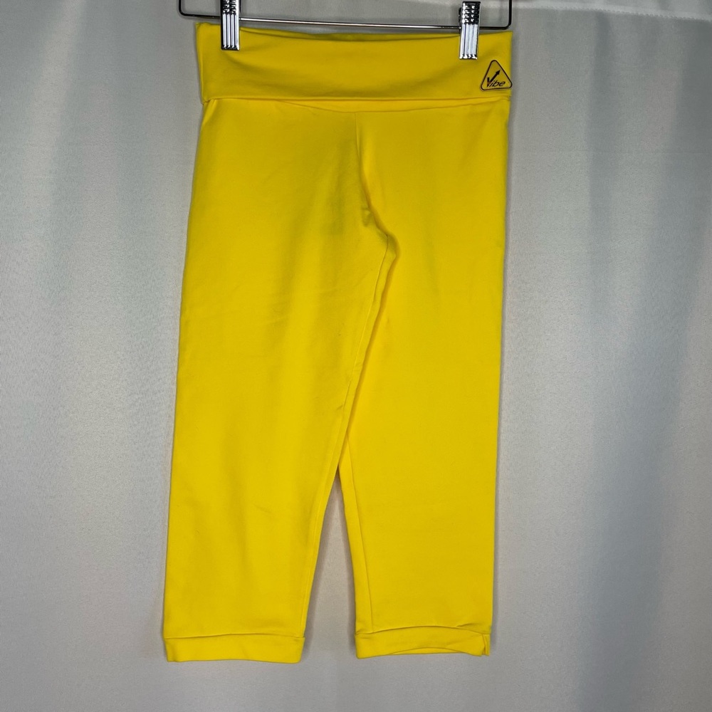 Up Vibe Brazil yellow foldover capri leggings one size fits all NEW without tags